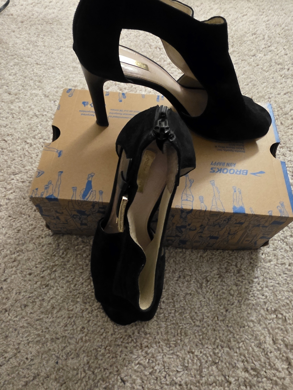Louise et Cie Black Suede Cutout Peep-Toe Heels